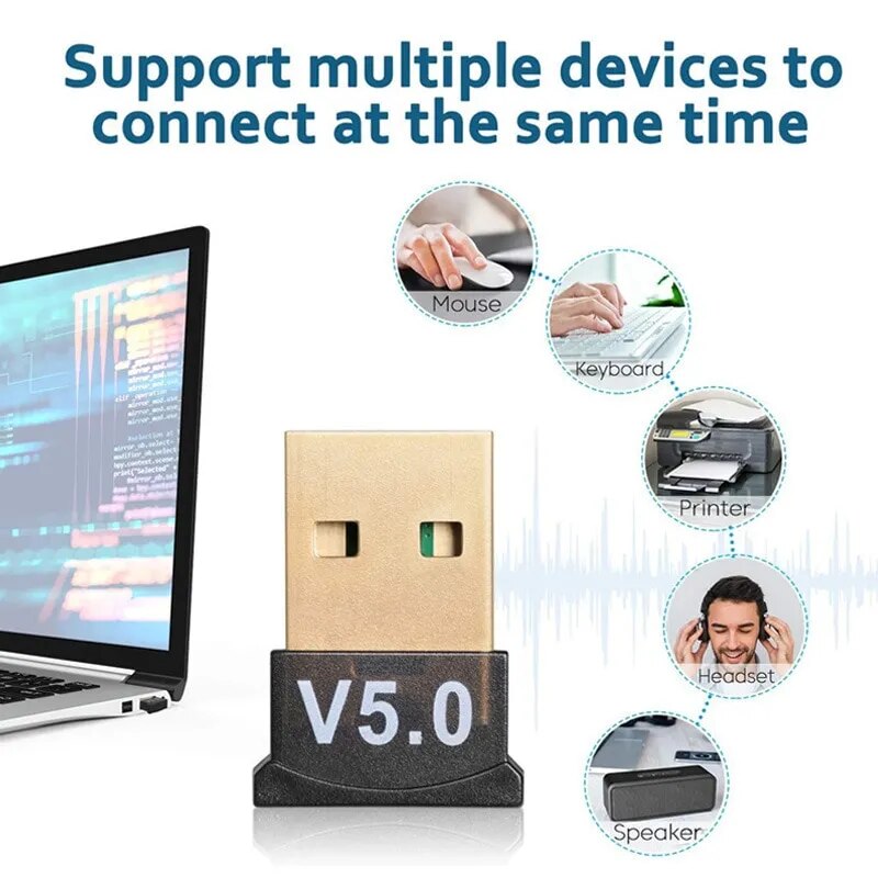 USB Bluetooth Transmitter Receiver 5.0 Wireless Removable Home Computer Desktop Bluetooth Adapter