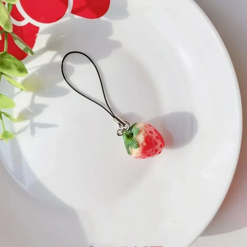 Phone Charms Cute Mini Fruit Fashion Cell Phone Lanyard Pendant Mobile Phone Case Keychain Accessories Strawberry Tomato Straps