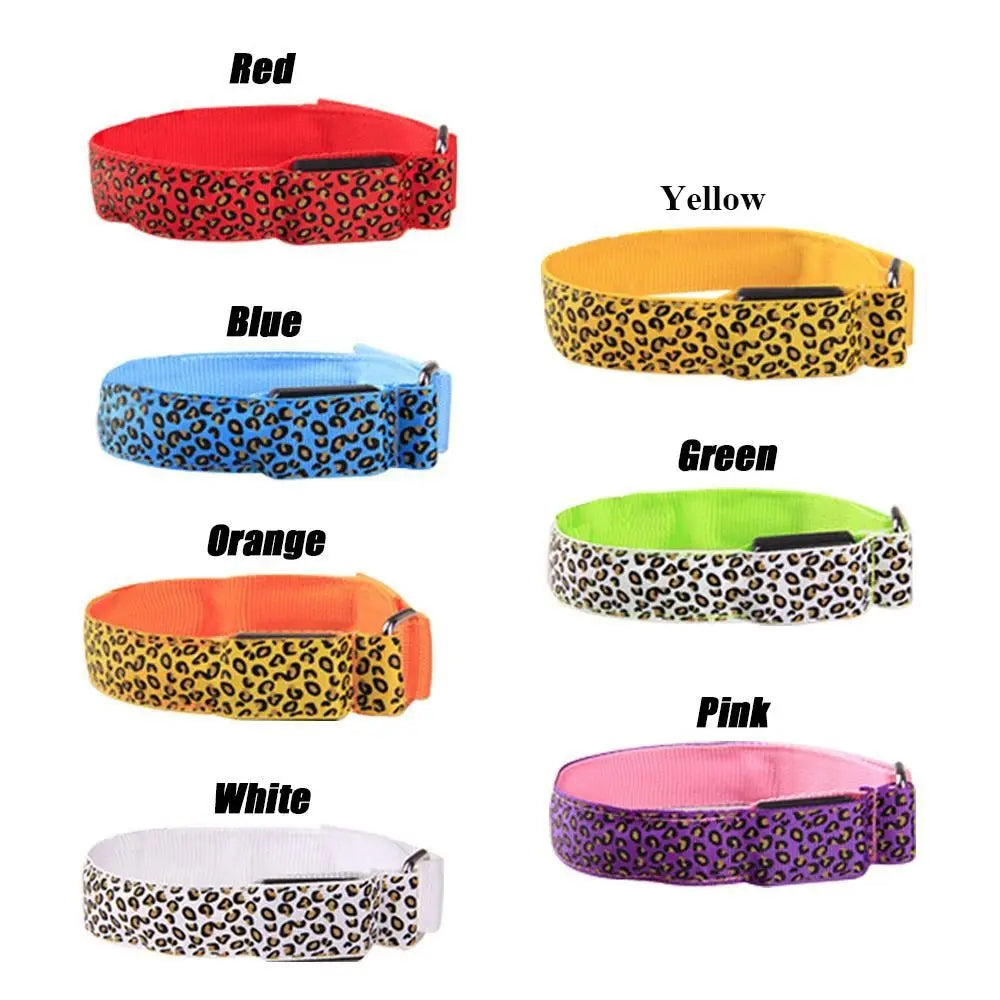 Leopard Print Night Running Armband LED Light Outdoor Sports Rechargeable Safety Belt Arm Leg Warning Wristband Cycling Light