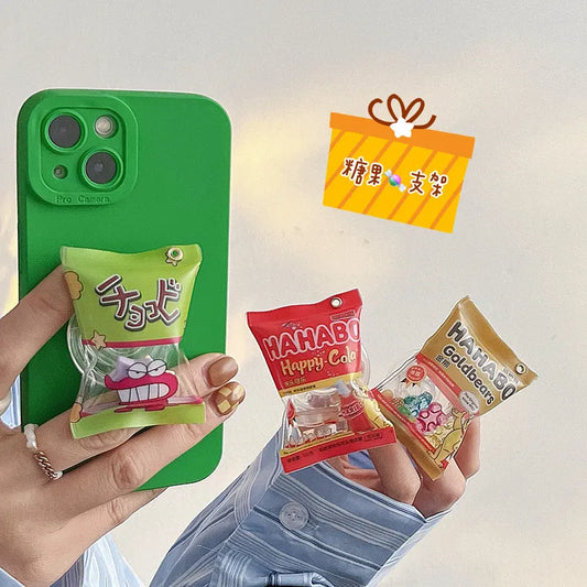 GripTok Snack Bag Mobile Phone Fondant Bracket for iPhone 14Inflatable Packaging Korea Bear Gummy Holder Cell Phone Accessories