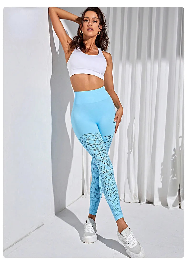 Women Seamless Yoga Leggings Gym Leggings High Waist Solid Color Fitness