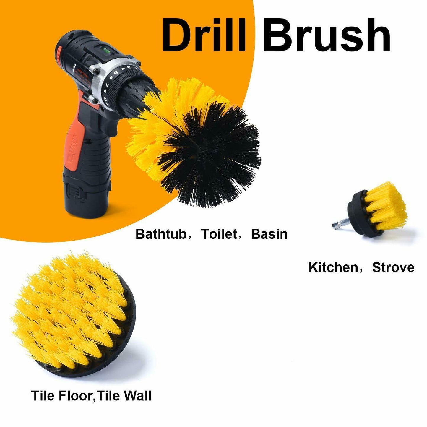 Drill Brush Set Power Scrubber Brushes for Car Wash Cleaning Carpet Tile Grout