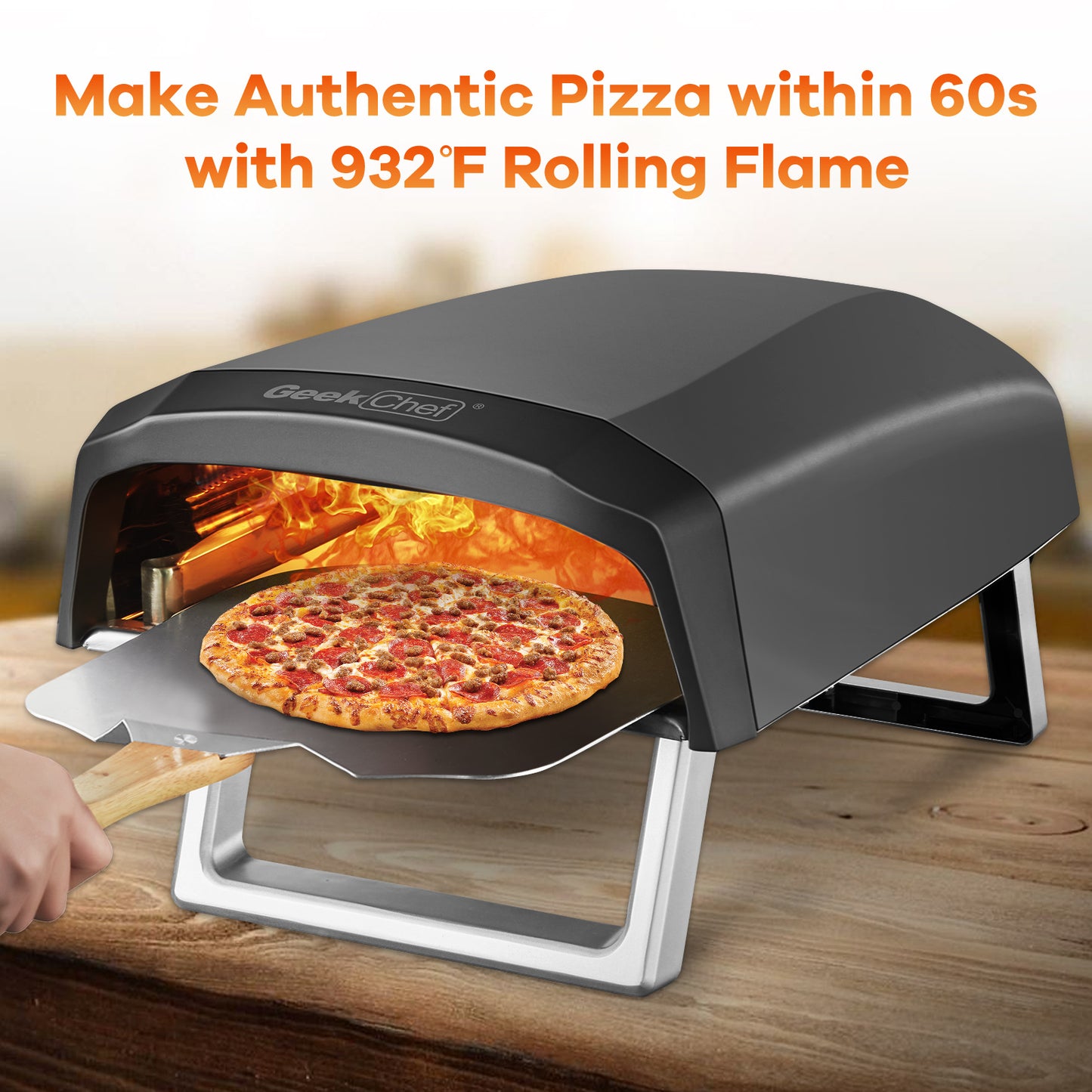 Geek Chef Gas Pizza Oven, Pizza Ovens For Outside Propane, Outdoor Ovens With 13 Inch Pizza Stone, Portable Gas Pizza Oven With Foldable Legs, Pizza Oven For Patio Garden,Ban Amazon,homedepot,lowes